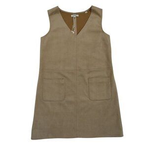Max Studio London Womens Beige Sleeveless Suede-Look Dress W/ Pockets Size M NWT
